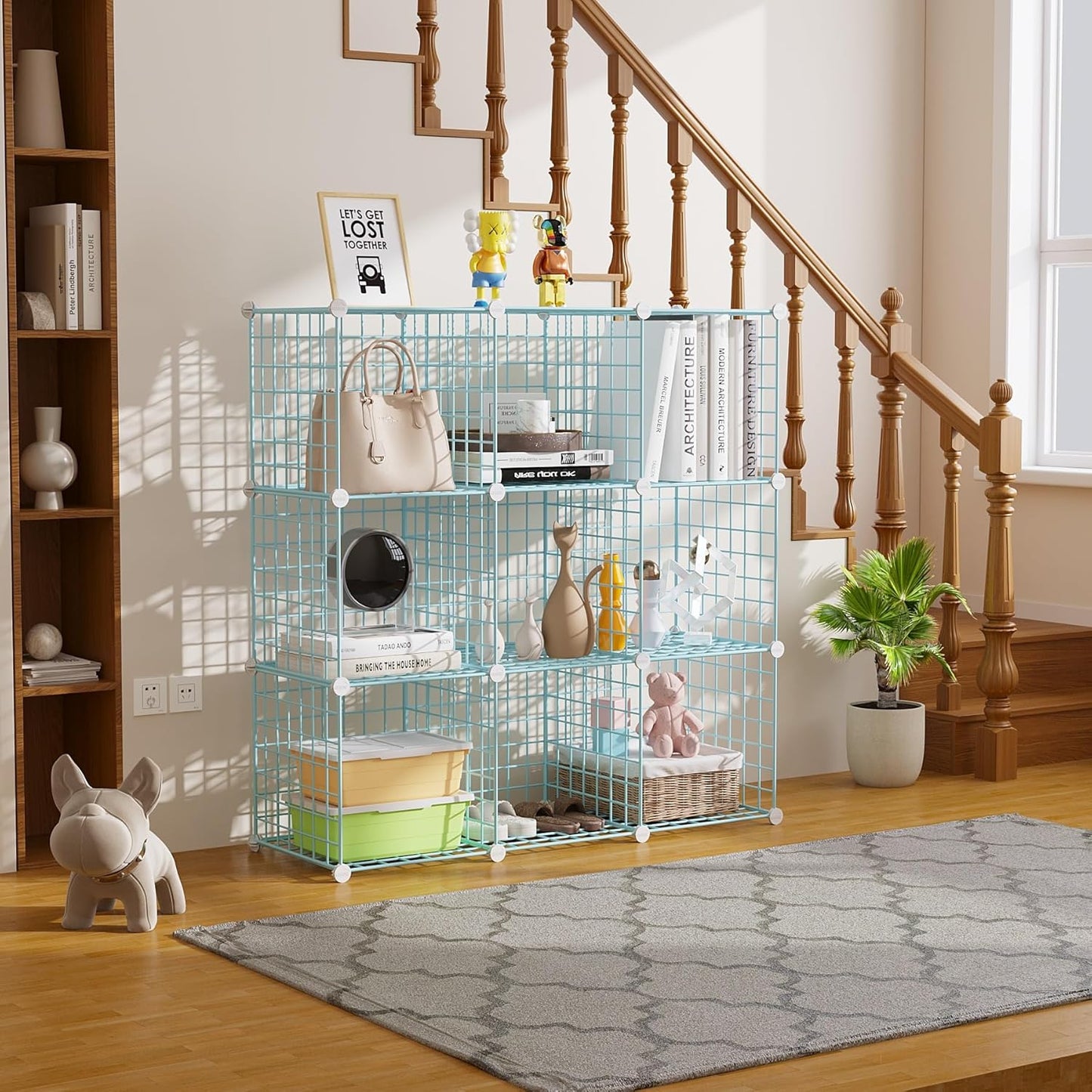 C&AHOME Wire Cube Storage, 6 - Cube Organizer Metal C Grids, Modular Shelves Units, Storage Bins Shelving, Closet Organizer, Ideal for Home, Office, Living Room, 36.6”L x 12.4”W x 36.6”H Black
