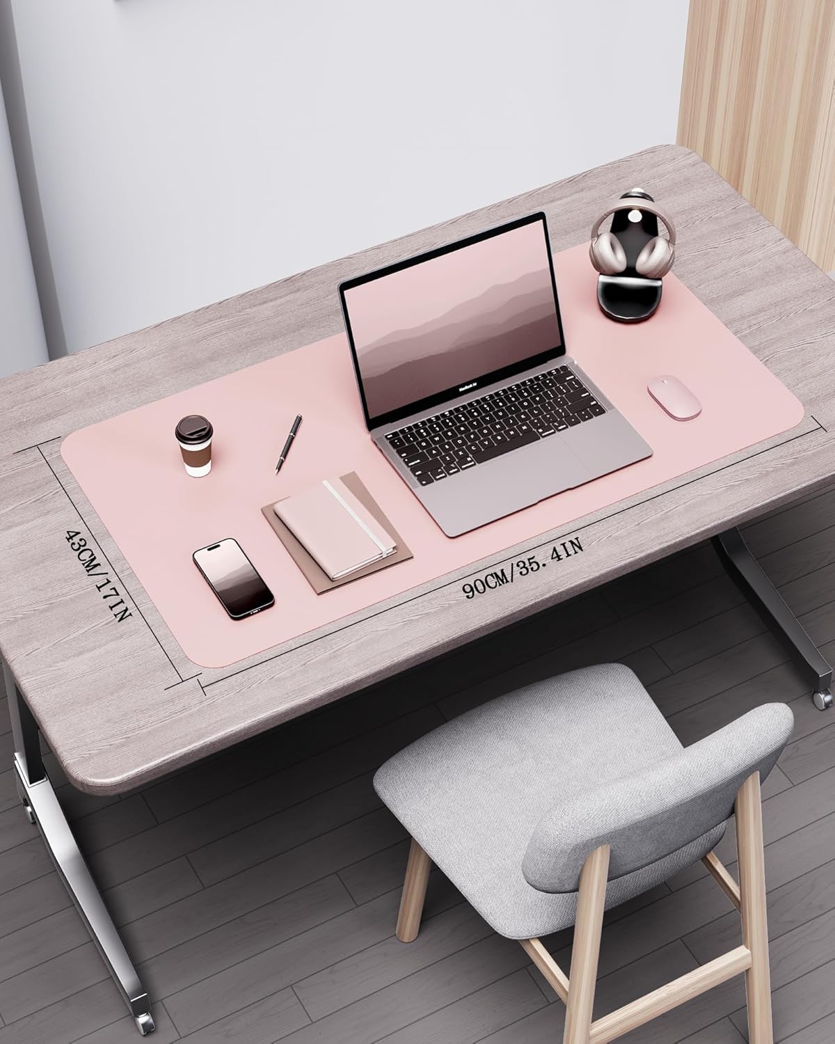 YSAGi Double-Sided Desk Pad, 31.5"x15.7"Leather Desk Mat, Eco Cork Desk Pad Protector,Large Mouse Pad,Waterproof Desk Blotter for Office/Home(Coffee)