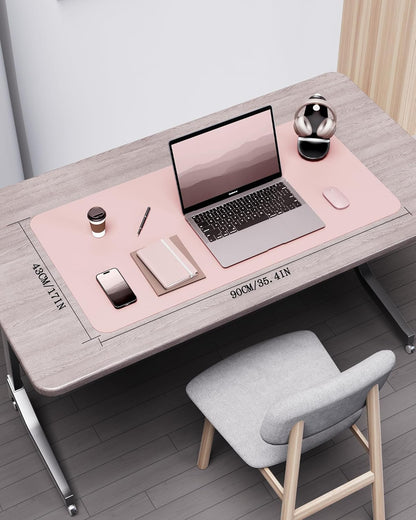 YSAGi Double-Sided Desk Pad, 31.5"x15.7"Leather Desk Mat, Eco Cork Desk Pad Protector,Large Mouse Pad,Waterproof Desk Blotter for Office/Home(Coffee)