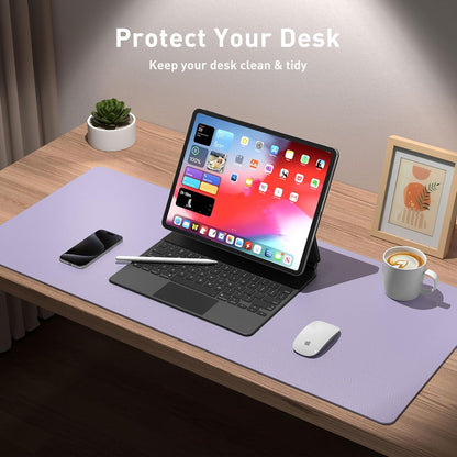 Aothia Non-Slip PU Leather Waterproof Laptop Desk Pad Protector, Blotter Mat, Writing and Mouse Pad for Office & Home, Beige, 23.6" x 13.7" - Colors B