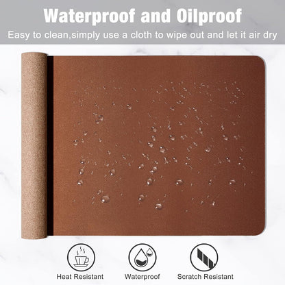 Hsurbtra Desk Pad, 23.6" x 13.8" PU Leather Desk Mat, M Extended Mouse Pad, Waterproof Desktop Blotter Protector, Non-Slip Ultra Thin Small Laptop Keyboard Writing Mat for Office Home, Pink