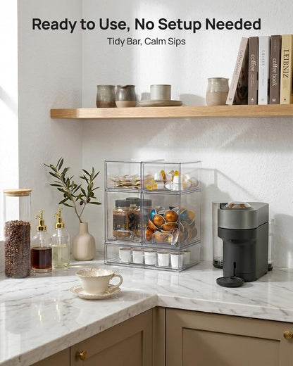 Vtopmart Stackable Storage Drawers Set of 3,Clear Plastic Organizer Bins for Makeup, Cosmetics, Beauty Supplies,Ideal for Vanity, Bathroom,Cabinet,Pantry Organization
