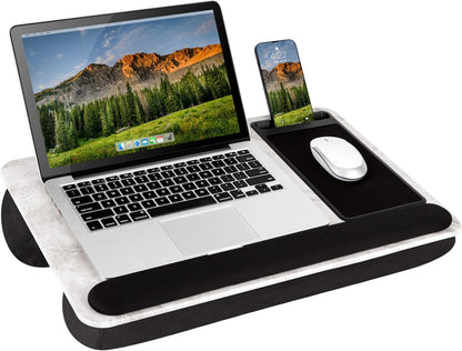 LAPGEAR Home Office Lap Desk with Device Ledge, Mouse Pad, and Phone Holder - Black Carbon - Fits up to 15.6 Inch Laptops - Style No. 91588
