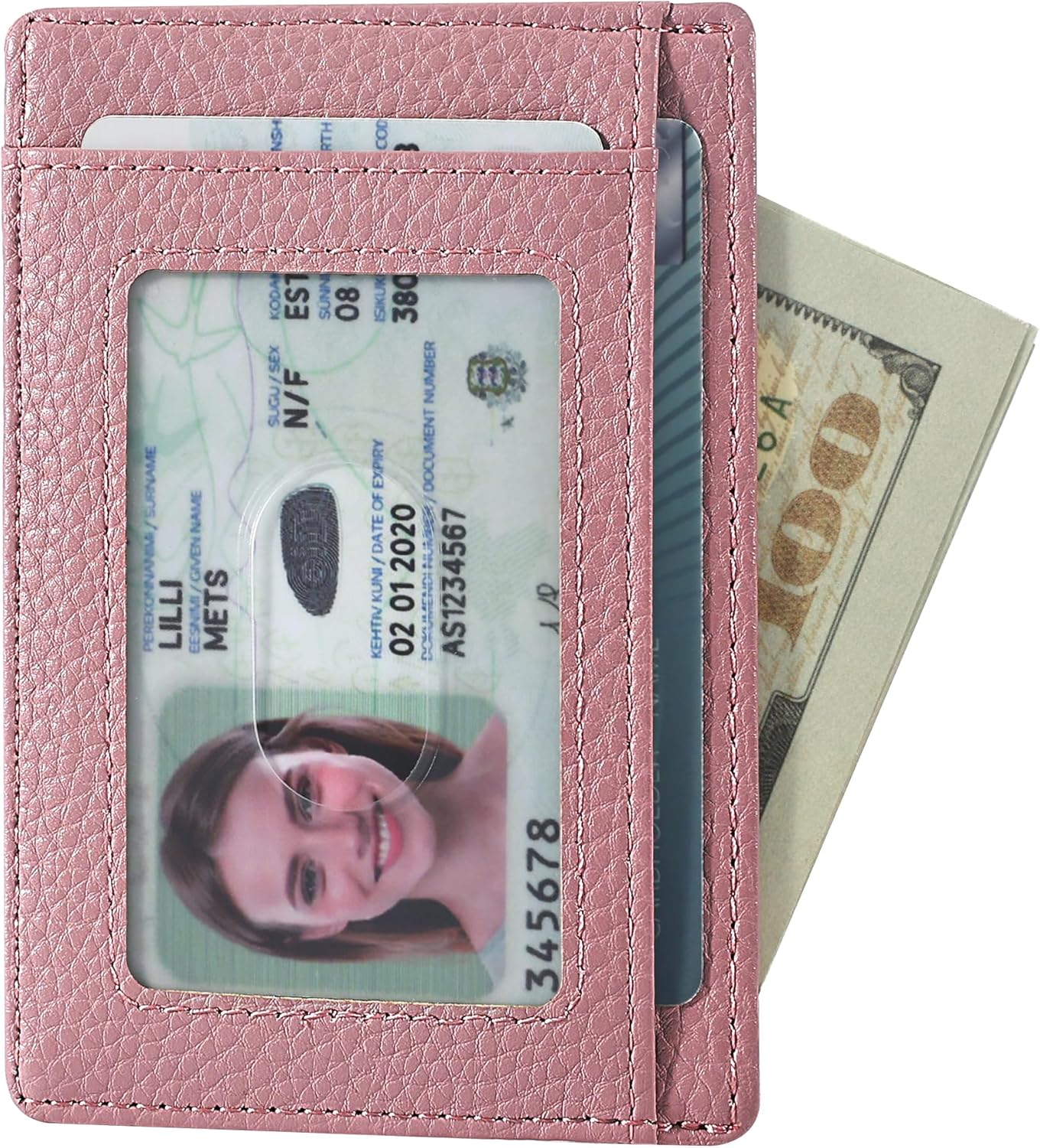 Travelambo Slim Wallet Front Pocket Minimalist Leather RFID Blocking Medium Size