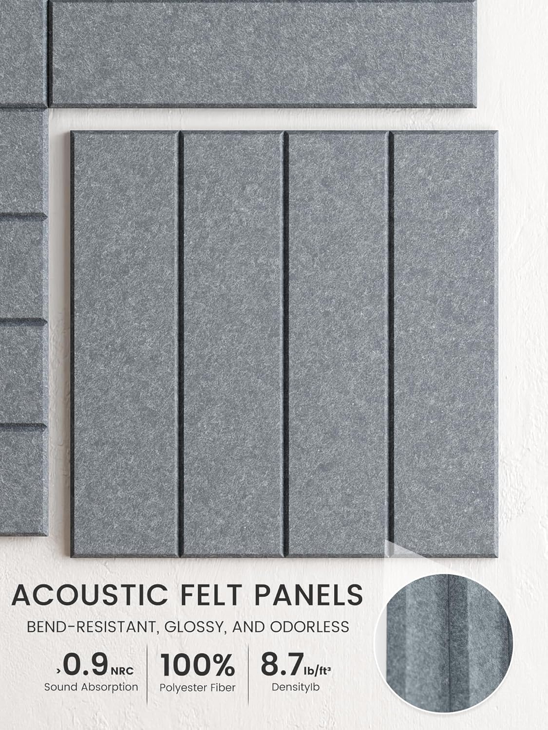 Bumusty Large Cork Board Alternative-48 x 36" Felt Bulletin Board Tiles, with 30 Pushpins, 70 Adhesive Tabs, Bold-Stripe 12-Pack, Cork Boards for Office Push Pin Board Felt Board-Carbon Blue