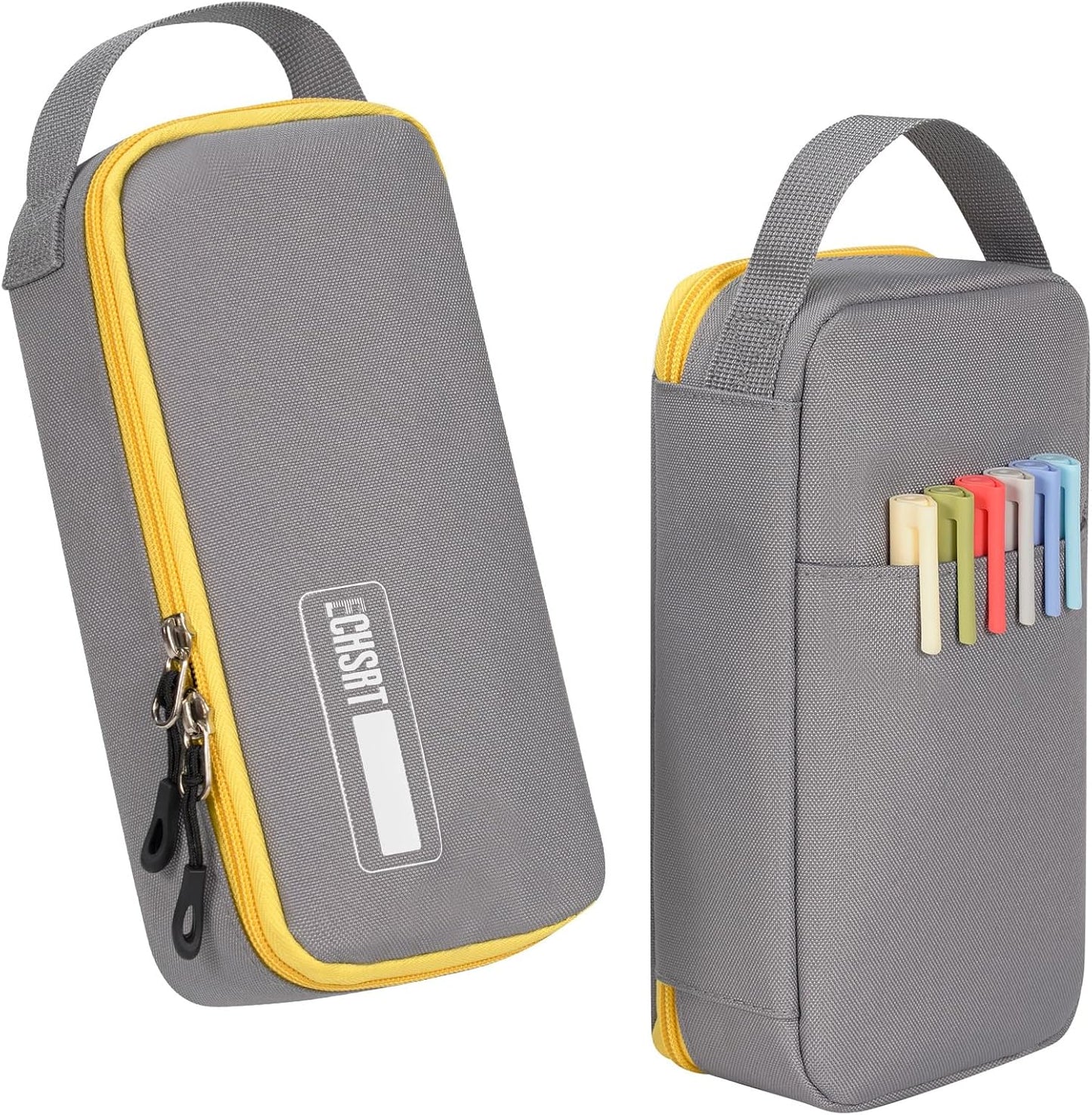 ECHSRT Big Pencil Case, Aesthetic Portable Zipper Pencil Bag with Hidden Pocket, Special Pouch for Men Women Adults, Stationery Organizer Pen Cases for Office Travel,Black