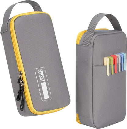 ECHSRT Big Pencil Case, Aesthetic Portable Zipper Pencil Bag with Hidden Pocket, Special Pouch for Men Women Adults, Stationery Organizer Pen Cases for Office Travel,Black