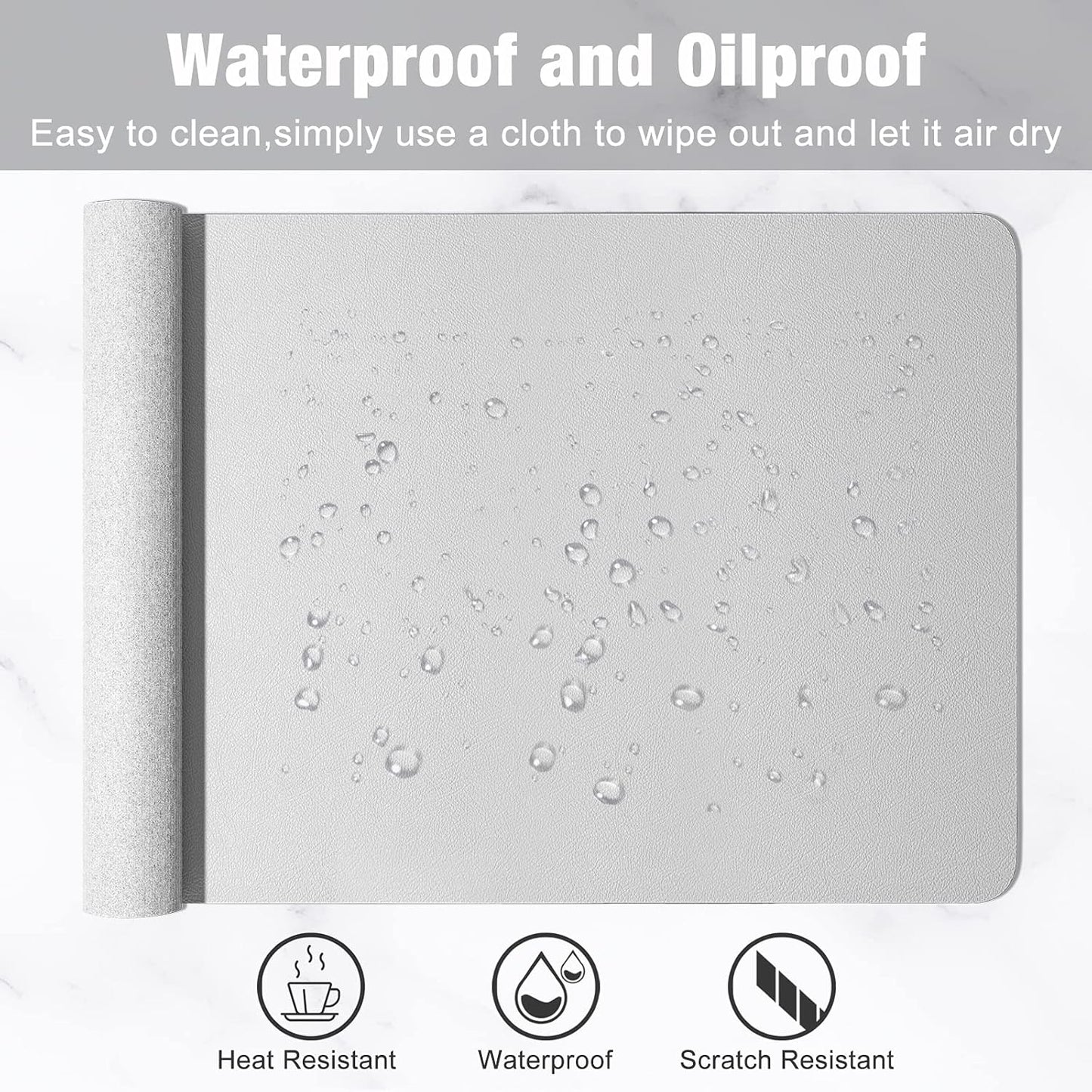 Hsurbtra Desk Pad, 23.6" x 13.8" PU Leather Desk Mat, M Extended Mouse Pad, Waterproof Desktop Blotter Protector, Non-Slip Ultra Thin Small Laptop Keyboard Writing Mat for Office Home, Pink