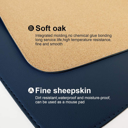DAWNTREES Dual Sided Desk Mat,Leather Desk Pad,Brown 40"x16",Cork Desk Mat Protector,with PU Leather Valet Tray Organizer,Large Mouse Pad,Desk Writing Pad for Office and Home