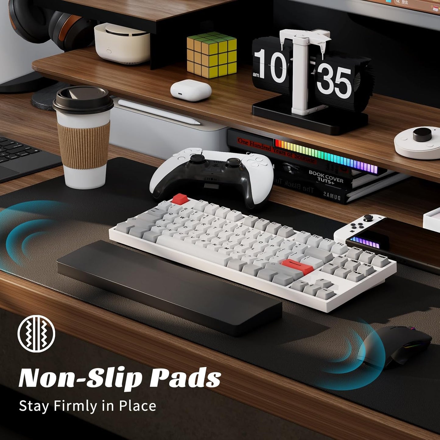 Wooden Wrist Rest, 11.8-inch Length and 22mm Thickness for Small Keyboard, Bamboo Wood Palm Rest, Ergonomic Design for Mechanical Gaming Keyboard