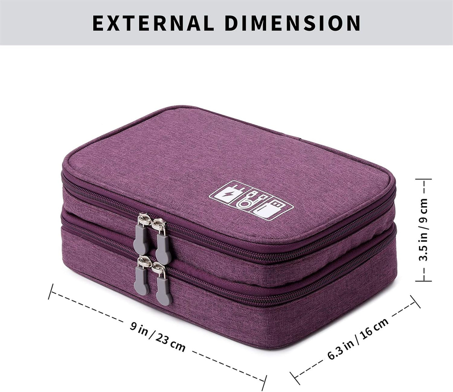 Lanola Travel Cable Organizer Bag, Electronic Accessories Case Portable Double Layer Cable Storage Bag for Cord,phone,Charger, Flash Drive, Phone, SD Card,Personal Items - (Purple)