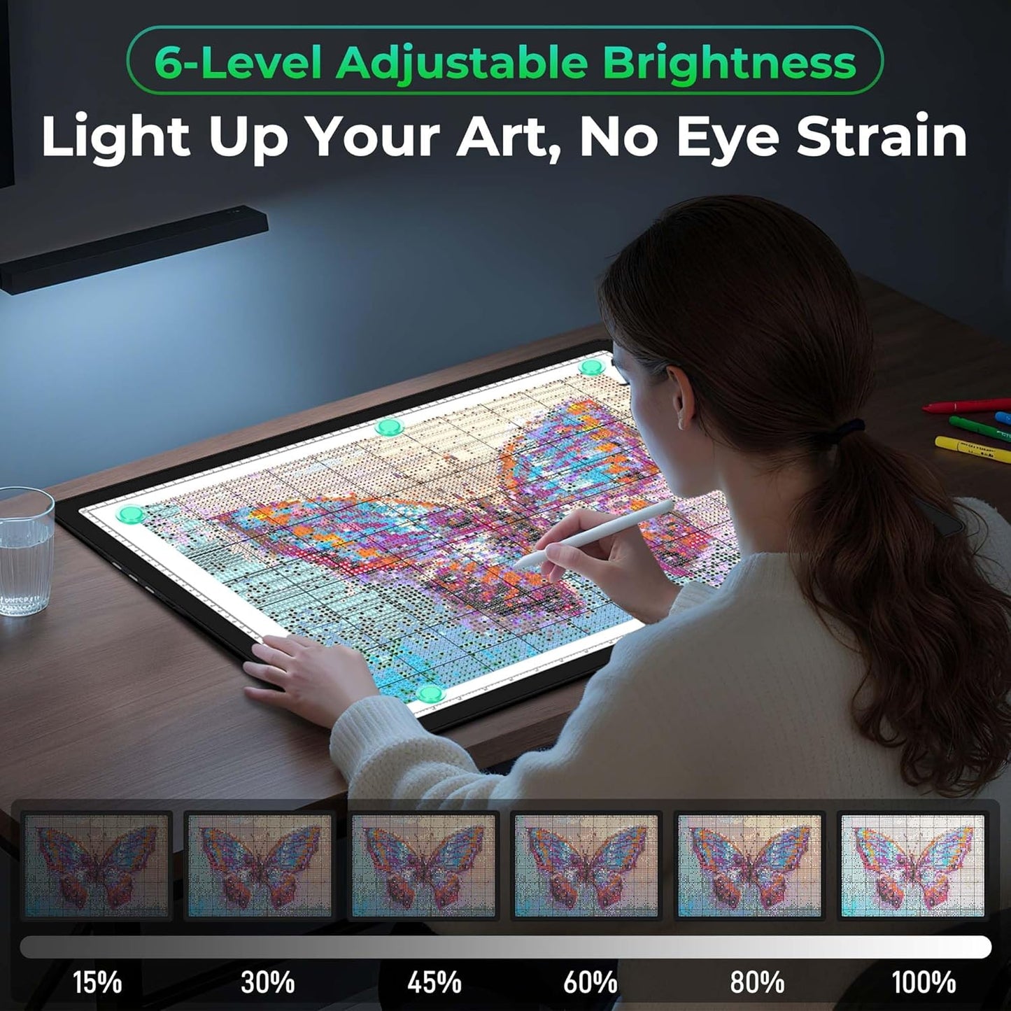 Rechargeable A4 Light Box for Tracing,Bawaslom LED Light Pad with Adjustable Stand and Strong Magnets,Ultra-Thin & Bright Tracing Board for Diamond Art,Sketching,Vinyl Weeding,Architectural Design