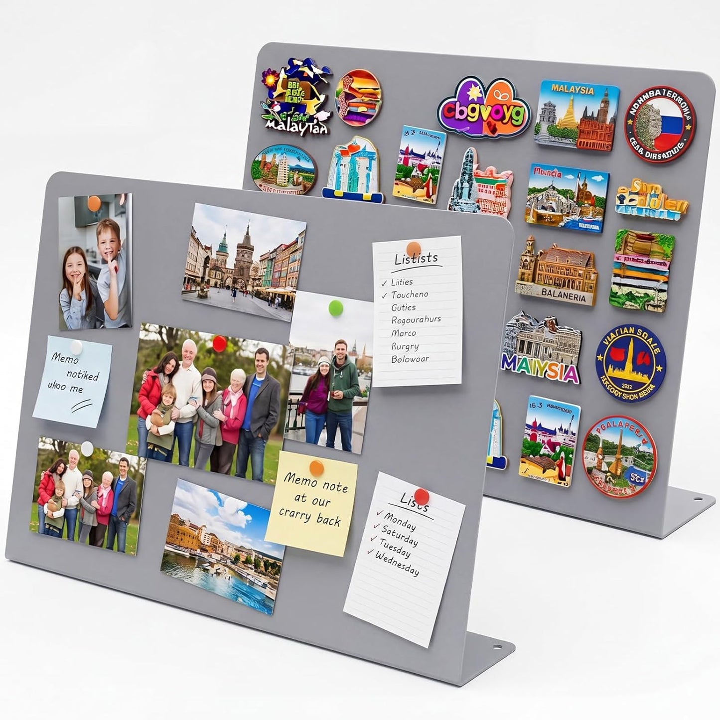Geyoga 2 Pack Magnetic Bulletin Board with Stand, 16 x 12 Inch Black Magnet Display Board for Memo, Menu, Notes, Photos, for Kitchen Countertop, Office Desk, School