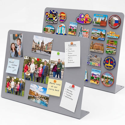 Geyoga 2 Pack Magnetic Bulletin Board with Stand, 16 x 12 Inch Black Magnet Display Board for Memo, Menu, Notes, Photos, for Kitchen Countertop, Office Desk, School