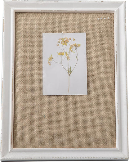 SOFE Cute Bulletin Board for Desk, 12"×16" Linen Pin Board, Farmhouse White Wood Frame, Fabric Memo Board/Vision Board Small, Photo Display Board for Office School Home Living Room