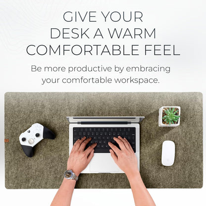 Nordik Large Felt Desk Mat – Stone Oat Beige – 35 x 17 inch – Computer Desk Mat – Keyboard and Mouse Pad – Large Desktop Felt Pad