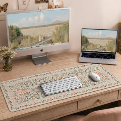 iCasso Desk Mat for Keyboard and Mouse, Large Mouse Pad, Desk Pad Mat, Anti-Slip Big Mousepad with Stitched Edges for Computer Desktop(Deep Green)