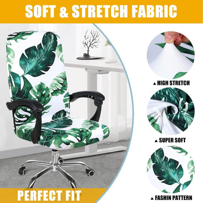 Smiry Stretch Printed Office Chair Armrest Covers, 2 Pcs Soft Fit Removable Washable Computer Desk Chair Arm Covers Protector, Black