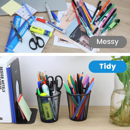Smgmg Pen Holder for Desk, Pencil Holder for Desk, 4 Pack Pencil Cup for Pen, Mesh Metal Pen Organizer, Desk Pen Holder