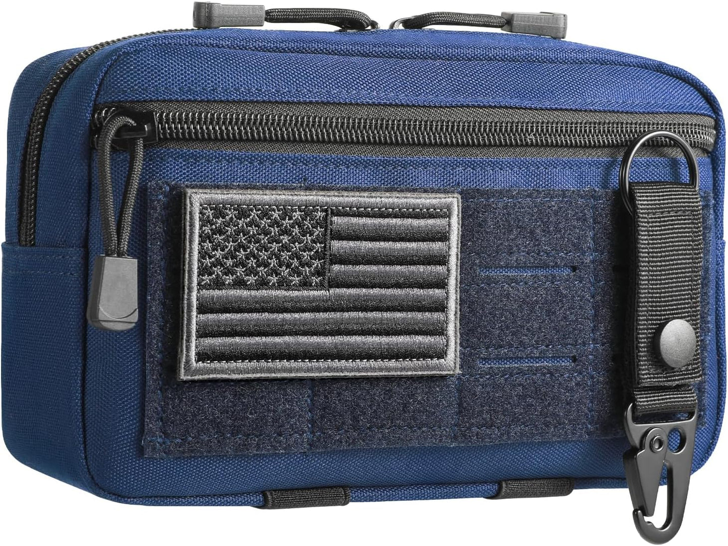 FRTKK Tactical Molle Admin Pouch Utility Laser Cut EDC Tool Pouch Bag Horizontal Modular Pouches Include US Flag Patch and Keychain
