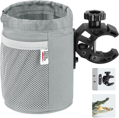 KEMIMOTO Motorcycle Cup Holder, Oxford Fabric Motorcycle Drink Holder with 0.6"-1.5" Alligator Clamp, Universal Water Bottle Cup Accessories for Bike, ATV/UTV, Scooter, Boat, Walker