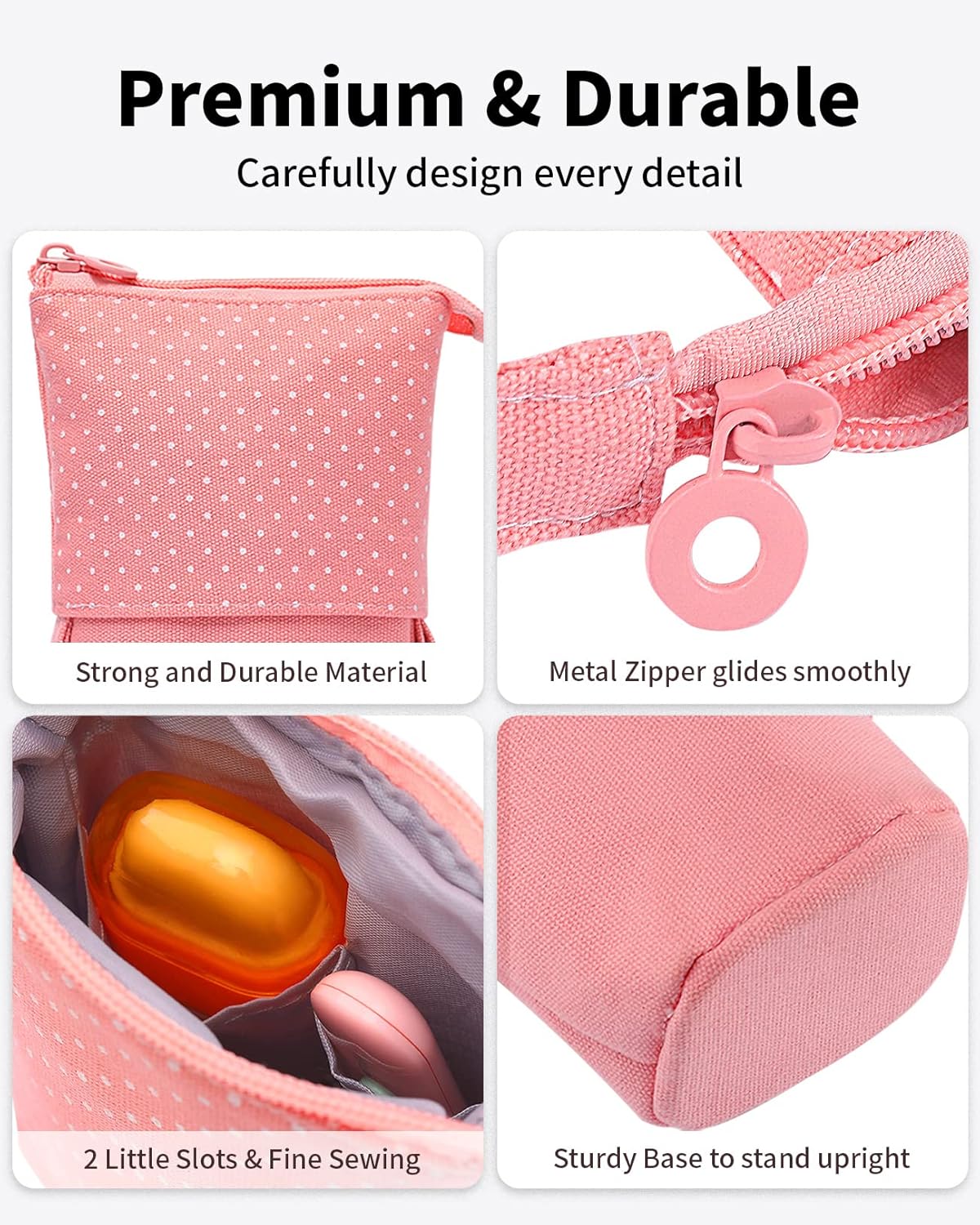 Sooez Standing Pencil Case, Cute Stand up Pencil Pouch, Telescopic Pen Pouch, Portable Pencil Holder, Kawaii Stand up Pencil Case, Spacious Pencil Pouch Bag for School Office Supplies, Black
