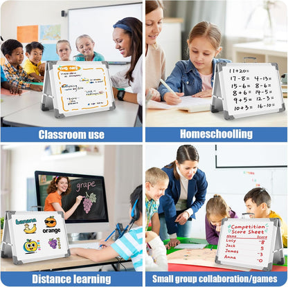 White Board Dry Erase 24" x 18", Magnetic Portable Foldable Whiteboard Double Sided Desktop Dry Erase Board Easel on Table Top with Holder for Classroom, Office, Homeschooling, School Supplies