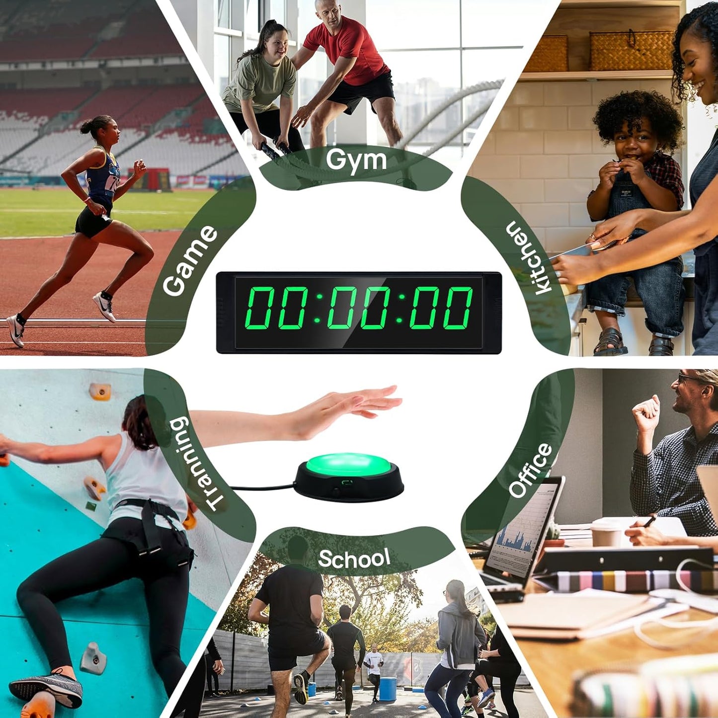 YZ Gym Timer Clock for Home Gym, Fitness Timer with Stopwatch Button, Large Digital Stopwatch Countdown Clock, 12/24H Digital Wall Clock, with Stand