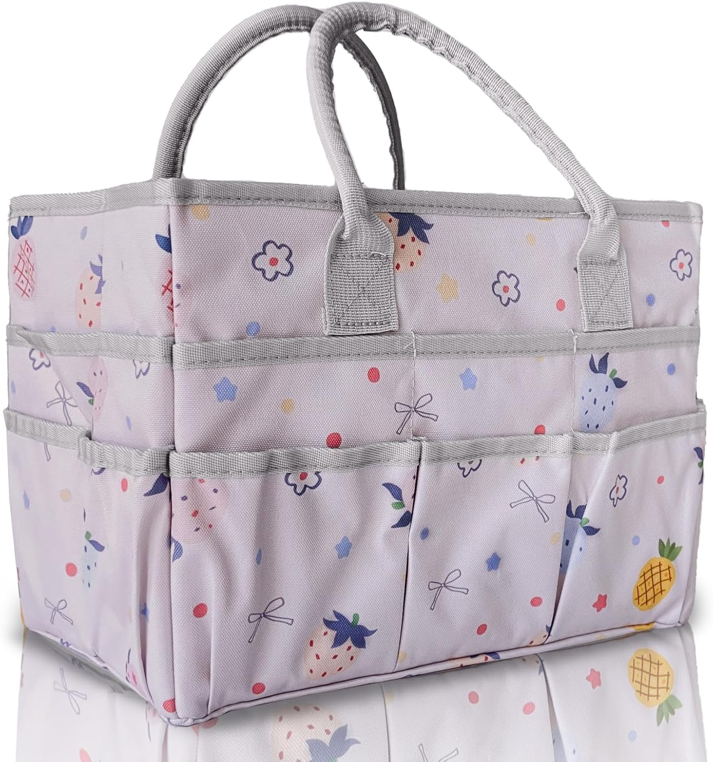 Cupohus Art Organizer Craft Storage Tote Bag with Pockets and Handles, Oxford Fabric Carrying Caddy for Teacher, Officer, Artist, Traveler –Purple