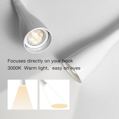 Book Light for Reading in Bed, Eye-Caring LED Reading Light, 360° Flexible Clip on headboard lamp, 5W 3000k Desk Lamp with Clamp for Bedroom, Office, Painting, Workbench and Sewing, Black