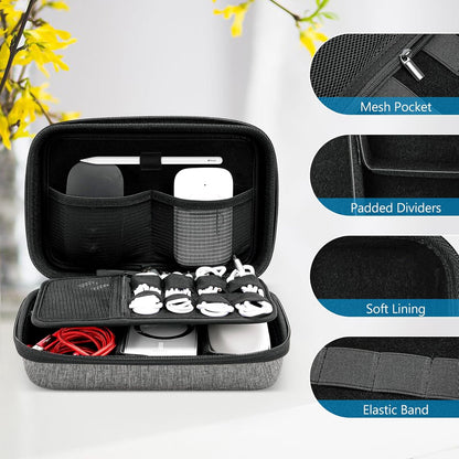ProCase Hard Travel Electronic Organizer Case for MacBook Power Adapter Chargers Cables Power Bank Apple Magic Mouse Apple Pencil USB Flash Disk SD Card Small Portable Accessories Bag
