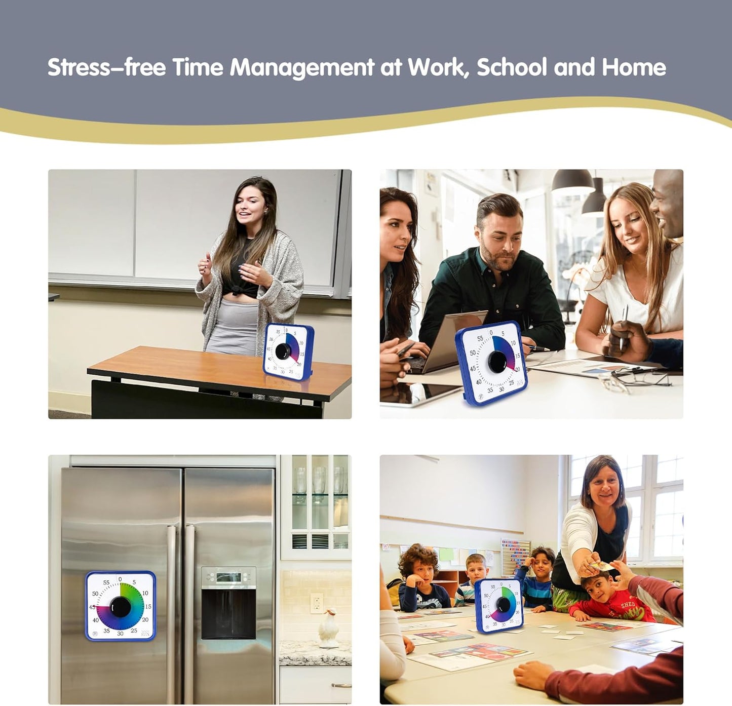 Visual Timer 7.5 inch; 60 Minute 1 Hour Countdown Timer for Kids Classroom Teaching Tool Home Office Meeting, Mechanical Countdown Clock for Exam Time Management Magnetic, Sky Blue with Colorful Disc