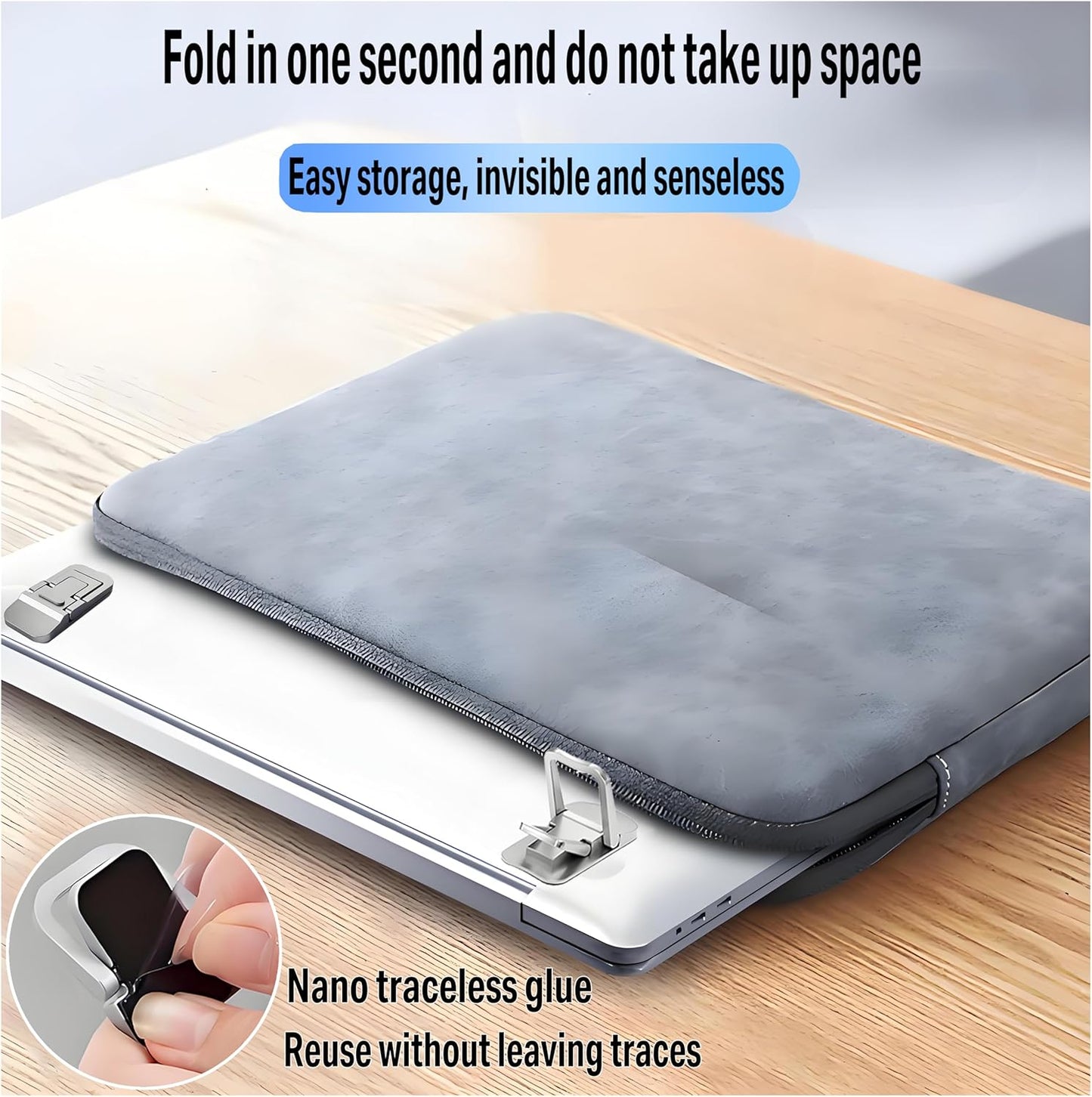 2PCS Laptop Stand Portable,Adjustable Laptop Riser, Ergonomic Cooling Mini Invisible Notebook Stand Riser for Desk Computer Keyboard MacBook Universal 10-17 Inch (Silver)