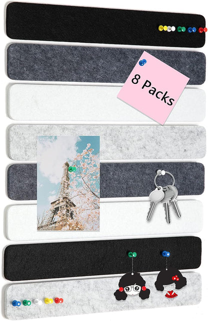 Felt Pin Board Bar Strips Bulletin Board for Bedrooms Offices Home Wall Decoration, Notice Board Self Adhesive Cork Board with 35 Push Pins for Paste Notes, Photos, Schedules