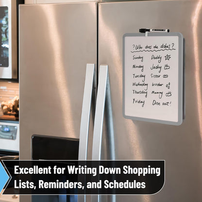 Mr. Pen- Dry Erase Board, 14” x 11” with a Black Dry Erase Marker, White Frame, Small Mini White Board for Students, Fridge, Wall, Locker, Includes Double Sided Tapes