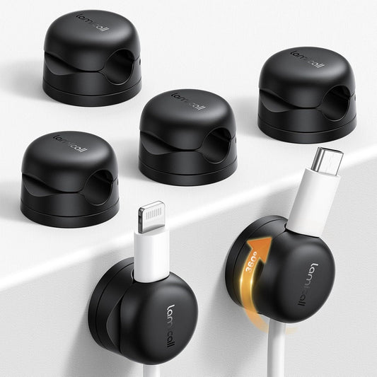 Lamicall 8Pack Magnetic Cord Organizer Clips - [Mini-Soft Silicone] Cable Management for Phone Charger Cord, Durable Adhesive Cable Holder for Desk Nightstand, Home Office Organizer Gadget Accessories
