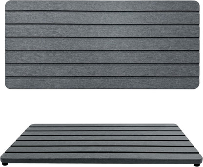 NiuYichee 2 PCS Water Absorbent diatomite Coasters, 8.3" x 4" Water Absorbing Stone Tray for Sink, Stone Drying mat for Kitchen Counter, Stone soap Tray Used for Hand Soaps & toiletries & Plants
