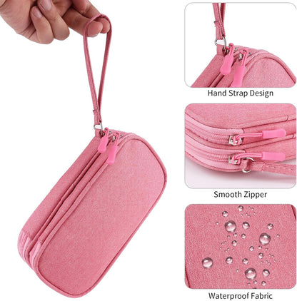 JIAKAI Travel Cable Organizer,Electronics Accessories Organizer Bag,for Charger, Phone, memory card,Travel Gadget Bag-Pink