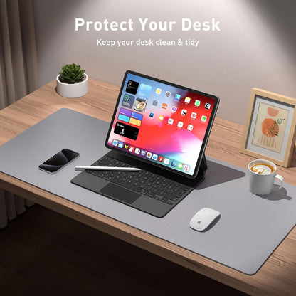 Aothia Leather Desk Pad Protector, Mouse Pad, Office Desk Mat, Non-Slip PU Leather Desk Blotter, Laptop Desk Pad, Waterproof Desk Writing Pad for Office and Home (Brown,23.6" x 13.7") - Colors B