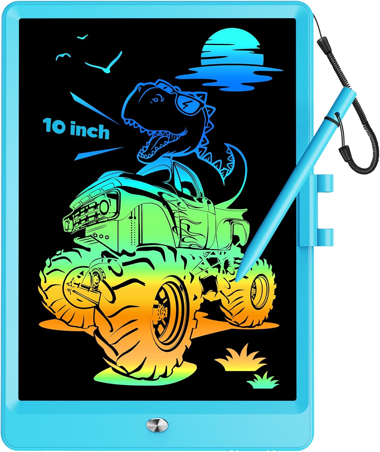 KOKODI 12 Inch LCD Writing Tablet with Anti-Lost Stylus, Erasable Doodle Board Colorful Toddler Drawing Pad, Car Travel School Games Toys for 3 4 5 6 7 8 Kids, Birthday Gift for Girls Boys Adults Blue