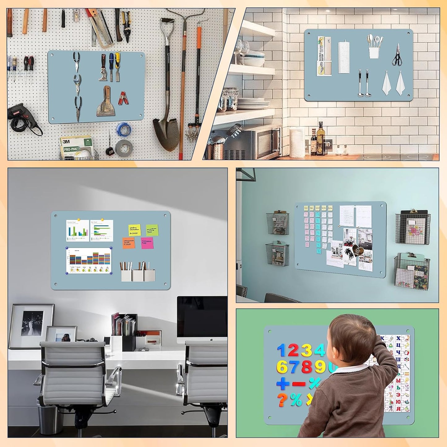 2Pack Magnetic Board 17.5" x 11.4" Magnet Bulletin Board is Suitable for displaying Notes, Photos,Magnetic Letters,Suitable for Walls, refrigerators, cabinets, etc