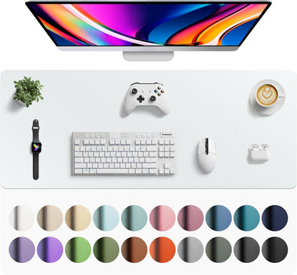 Aothia Leather Desk Pad Protector, Mouse Pad, Office Desk Mat, Non-Slip PU Leather Desk Blotter, Laptop Desk Pad, Waterproof Desk Writing Pad for Office and Home (Brown,23.6" x 13.7") - Colors B