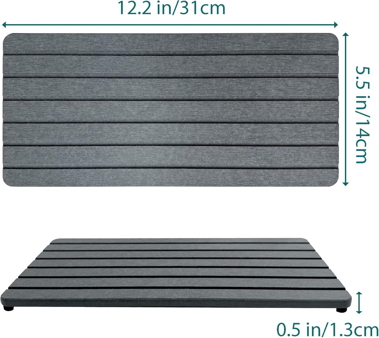 NiuYichee 2 PCS Water Absorbent diatomite Coasters, 8.3" x 4" Water Absorbing Stone Tray for Sink, Stone Drying mat for Kitchen Counter, Stone soap Tray Used for Hand Soaps & toiletries & Plants