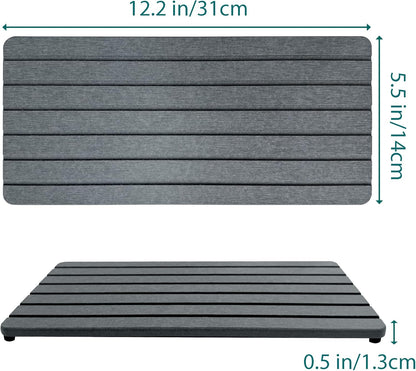 NiuYichee 2 PCS Water Absorbent diatomite Coasters, 8.3" x 4" Water Absorbing Stone Tray for Sink, Stone Drying mat for Kitchen Counter, Stone soap Tray Used for Hand Soaps & toiletries & Plants
