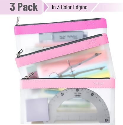 Mr. Pen- Clear Pencil Pouch, 8.50"x4.25", 3 Pack, Durable TPU Material, Medium Water-Resistant Pencil Bags with Smooth Zipper, Multipurpose Clear Pouch for Stationery, School, Office, Travel Supplies