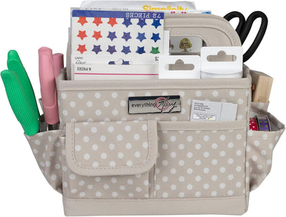 Everything Mary Craft Caddy, Tan Dot - Art Storage for Supplies & Crafts - Supply Organizers Tote for School Classroom, Office, and Home - Organization for Makeup & Nurses