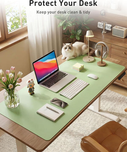 Aothia Leather Desk Pad Protector, Mouse Pad, Office Desk Mat, Non-Slip PU Leather Desk Blotter, Laptop Desk Pad, Waterproof Desk Writing Pad for Office and Home(Dark Blue,31.5" x 15.7") - Colors B
