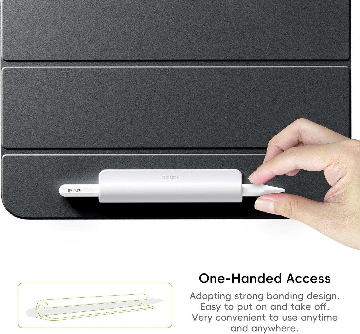 ELETIUO Silicone Pencil Holder Sleeve,Compatible with Apple Pencil (USB-C),Apple Pencil 1st/ 2nd Generation,Strong Adhesive Sticky Attached to iPad Case for Stylus Pens,Black