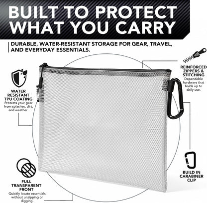 GOBAGS Air Production Multi‑Size Clear Zipper Pouch (4‑Pack) – Cable Organizer & Travel Gear Bag for Electronics, Camera Accessories, Tool Pouch & Small Tech Storage