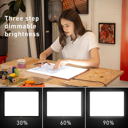 Daylight Wafer 3 Light Pad (A2+) Dimmable with Memory Function, Perfect for Tracing, Sketching, Scrapbooking and Other Craft Projects,18X23.5 inches, Black